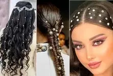 انواع تزیین مو با مروارید؛ طراحی عروسکی موهای بلند و کوتاه، مشکی و بلوند با مروارید