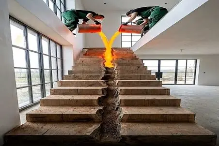 معماری خلاقانه؛ راه پله دیزاین کردن انگار کوه آتشفشان فوران کرده