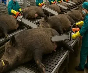 فرآوری گراز؛ گراز بعد تعقیب‌ و‌ گریز با اره‌ برقی ذبح کردن از گوشتش سود ببرند