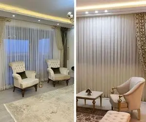 انواع مدل پرده با طراحی های خاص مخصوص سلیقه های جسور / دیزاینی شیک و مدرن در پذیرایی