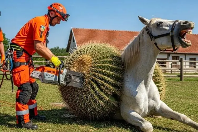 حیات وحش مصنوعی؛ تلاش تیم نجات برای رهایی اسب سفید از نفرین کاکتوس غول پیکر