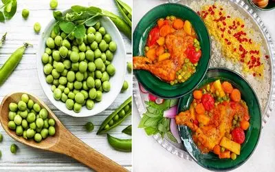 طرز تهیه خورشت مرغ و نخود فرنگی / با سبزیجات تر و تازه یه غذای عالی درست کن