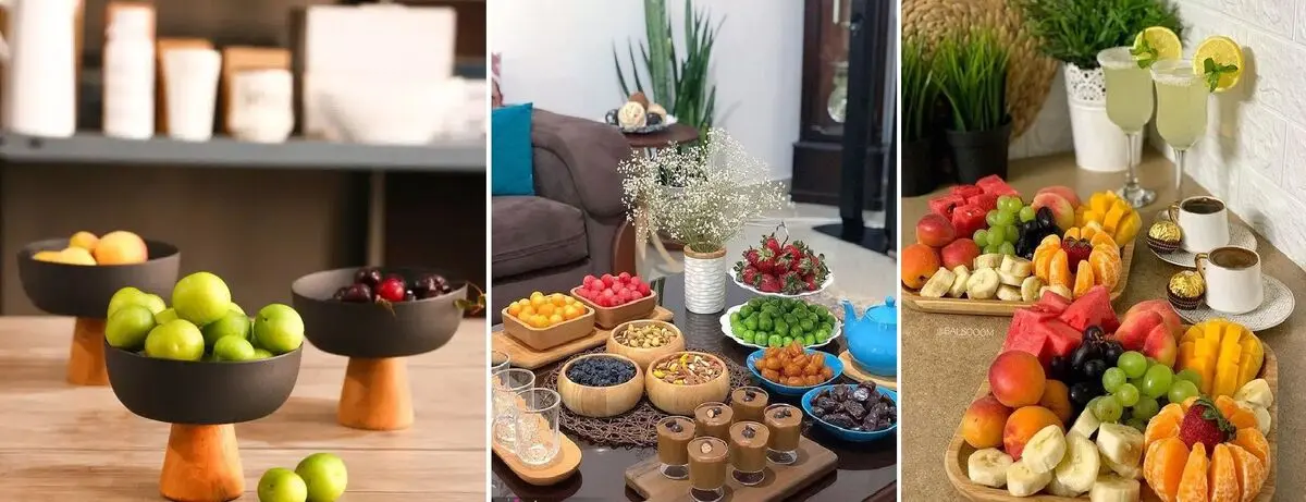 چیدمان میوه در انواع ظروف میوه خوری