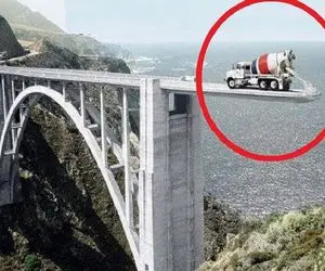 جاده هیجان انگیز؛ با بتن 100 تنی پل ساختن تو ارتفاع 2000پایی قابلیت آسانسوری داره