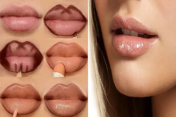 نحوه رژ زدن و کانتور کردن لب برای قلوه ای شدنش؛ اینجوری خطای دید حرفه ای بساز