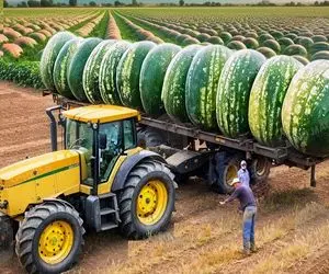 کشاورزی بدیع؛ با هوش مصنوعی هندونه کاشتن هر دونه اش اندازه لاستیک تراکتور خونی رنگ