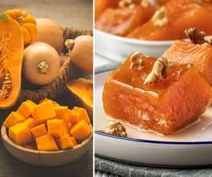 طرز تهیه دسر کدو حلوایی با شیره انگور / بهترین دسر پاییزی که حسابی سالم و مقویه