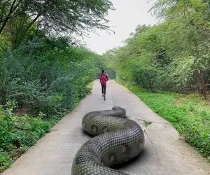 حیوانات غول پیکر؛ پیتون کله خر شبیه اسب یورتمه میره تو جنگل شکار زنده میخواد