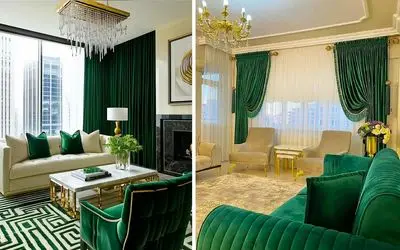 ایده های پرده سبز درباری برای پذیرایی؛ متفاوت از کل اقوام دکوراسیون کن و لذت ببر