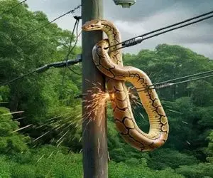 مستند حیات وحش؛ پیتون غول برای بلع طعمه پیچید دور تیر جِزش دراومد