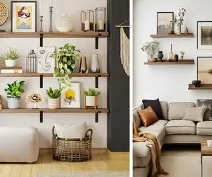 اصول چیدمان دکوری در لیوینگ روم / مدل شلف های مختلف که هم نقش تزیین دارن هم نگهدارنده