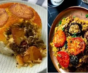 طرز تهیه بادمجون پلو / یه پلو مخلوط بی نظیر که واسه ناهار عالیه