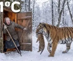 حیات وحش مصنوعی؛ ببر درمونده توله یخ زده اشو میده پیرزن احیا کنه