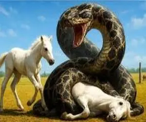 حیات وحش مصنوعی/ تلاش و کوشش اسب شجاع برای نجات مادرش از چنگ پیتون غول آسا