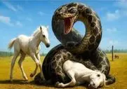 حیات وحش مصنوعی/ تلاش و کوشش اسب شجاع برای نجات مادرش از چنگ پیتون غول آسا