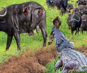 نارام زیان؛ تمساح سفاک پای بوفالویی که از برکه اش آب خوردو کند درسته قورت داد