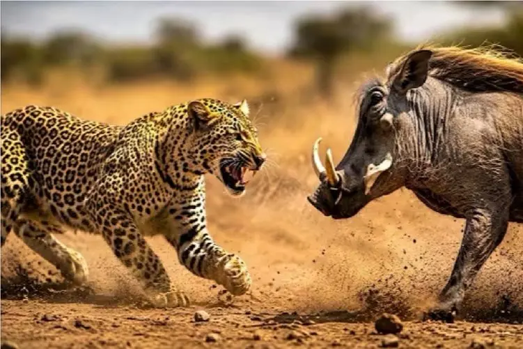 حیات وحش؛ کمین مرگبار پلنگ علیه سلطان گرازها