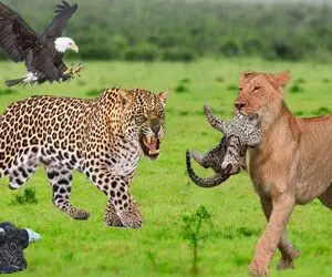 بدایع حیات وحش؛ شیر بدسگال بچه پلنگ چش قشنگه رو قاپید ننه ش دنبالش کرد بلعیدش