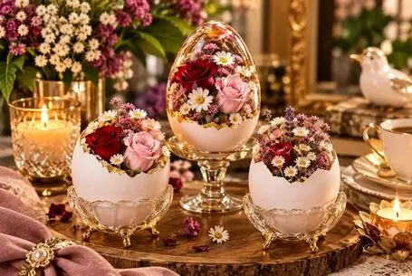 آموزش ساخت دکوری لوکس با تخم‌مرغ و گل خشک؛ ایده‌ای خلاقانه برای تزیین منزل