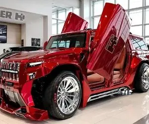 ماشین لوکس؛ بزرگترین جیپ دو در هیولایی با چرخ هرکول آجدار از چرم مار و اهن ساخته شده