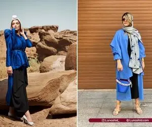 به مانتوی آبی شال یا روسری چه رنگ میاد؟