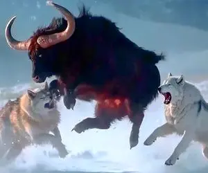 بدایع حیات وحش؛ بوفالو پادشاه شکارچیان را با شاخ های قدرتمند خود شکست می دهد