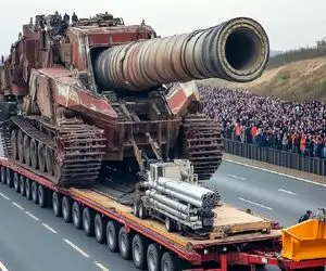 جابه جایی پر هیبت؛ جنگنده f14 که رو تانک سواره رو با بیل مکانیکی غول و کمپرس میبرن