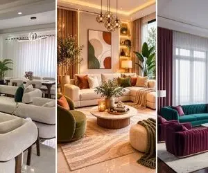 متعادل ترین چیدمان لوکس پذیرایی مربع؛ قرارگیری مبلمان، رنگ فرش و ایده های جذاب پرده
