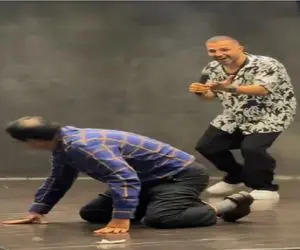 آواز شاد؛ پیرمرد شیرازی وسط لرزون لرزوناش میشینه زمین مجری ترسید به خودش