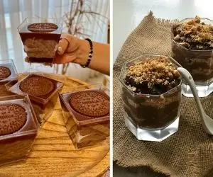 طرز تهیه دسر شکلاتی با بیسکوییت که مزه اش عجیب غریب خوبه هااا؛ اینجوری باید آشپزی کرد