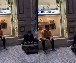 آواز خیابانی؛ ببیند این جوون خسته دل کنار نوازنده با سوز آواز میخونه و احساسیت میکنه