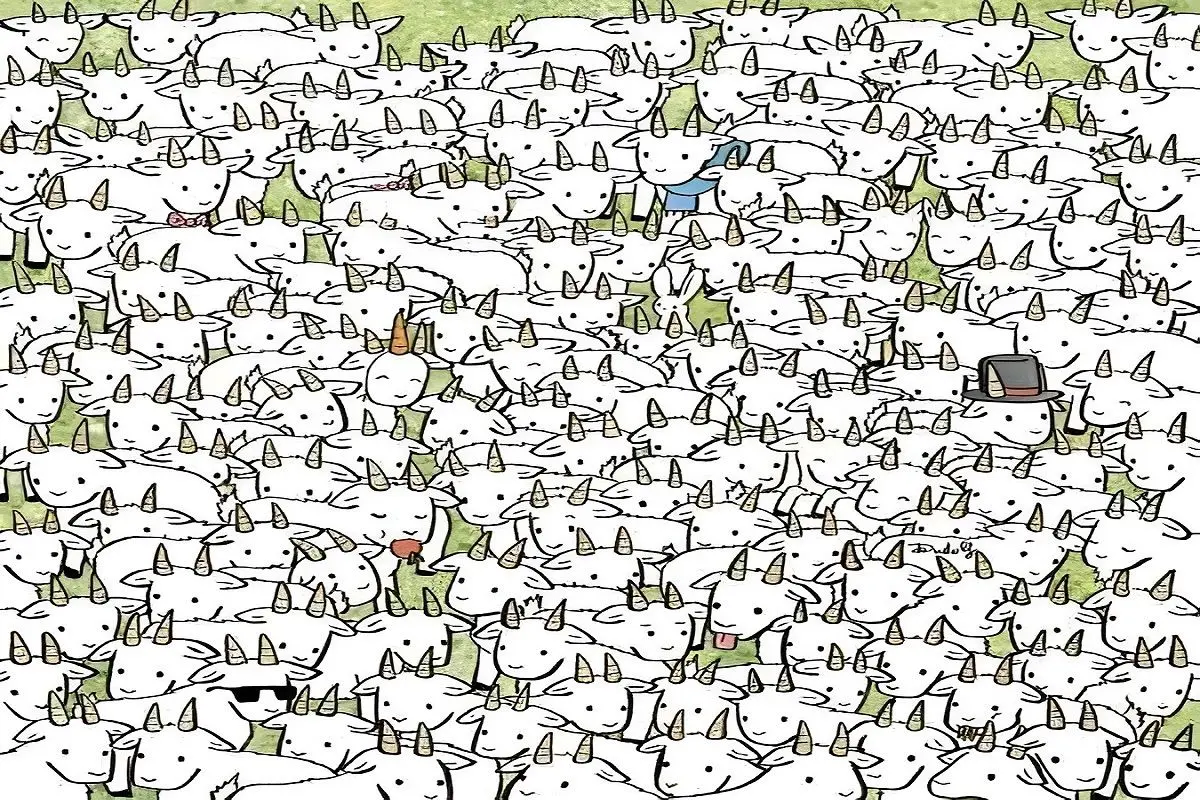 تست-بینایی-یافتن-گوسفند-میان-بزها