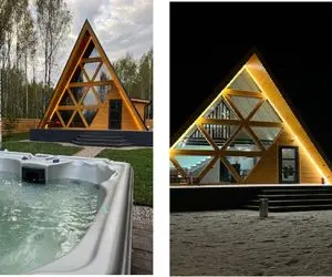 خانه‌های لوکس؛ وسط مزرعه یه خونه مثلثی ساختن که جکوزی هم داره