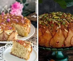 طرز تهیه کیک گلابی و بادام / با بهترین دستور یه کیک خونگی حرفه ای درست کن
