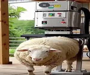 دامپروری نوین؛ قصاب برقی سر گوسفند رو قطع کرد و بخیه زد خون نیاد