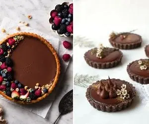 طرز تهیه تارت شکلاتی با یه کرم جذاب؛ ایشون بی نهایت خوشمزه و خوش قیافه تشریف دارن