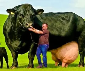 گاوهای باورنکردنی؛ گاو به قدری حجم شیر تو وجودش زیاده که انگار وصله به آب شهر