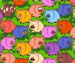 بازی فکری؛ اگه خلبان f41 هستی بین خوک های رنگارنگ شبدر 4 برگ رو پیدا کن