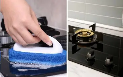 تمیز کردن صفحه گاز شیشه ای؛ با شوینده های قوی کارخونه ای نیفت به جونش