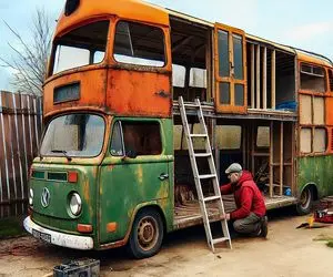 ماشین لوکس؛ اتوبوس قدیمی با 4 تا حرکت به یه کاروان لوکس تبدیل کرد میشه توش زندگی کرد