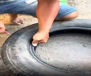 معماری خلاقانه؛ با لاستیک کهنه و چندتا برش گلدون طرح آفتاب گردون ساخت محشر شد