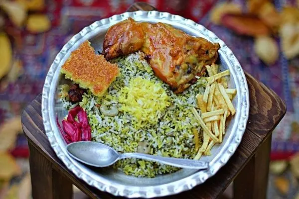 باقالی پلو با مرغ