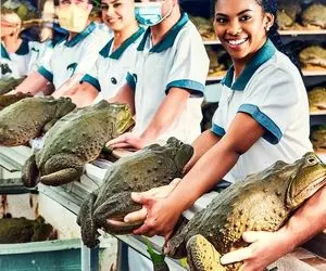 فرآوری قورباغه؛ آقاهه خیلی کله خر رفته تو لجن میون هزار تا قورباغه و تپلارو جدا میکنه