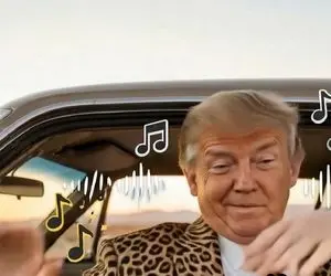 آواز شاد؛ ترامپ لباس پلنگی پوشیده با آهنگ شه له له له شله چه رقصی میکنه