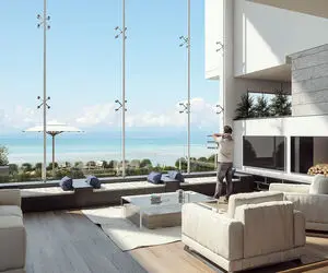 معماری خلاقانه؛ ویلایی شکل پیانوی دو طبقه که دور تا دورش آبه