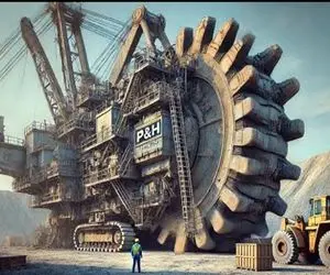 ابزارآلات غول پیکر؛ بیل مکانیکی غول برای صاف کردن زمین زراغی بیل چرخ سطلی نصب کرد