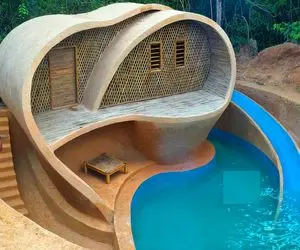 معماری خلاقانه؛ عمق 124متری وسط جنگل با کاهگلو چوب خونه ساختن خوراک کفتار نشن