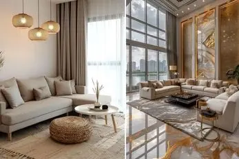 دکوراسیون جذاب و در عین حال کاربردی خانه 75 متری؛ محل و مدل مبل، ایده دیزاین و پرده