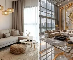 دکوراسیون مدرن و در عین حال کاربردی خانه 75 متری؛ محل و مدل مبل، ایده دیزاین و پرده