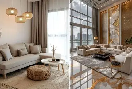 دکوراسیون جذاب و در عین حال کاربردی خانه 75 متری؛ محل و مدل مبل، ایده دیزاین و پرده